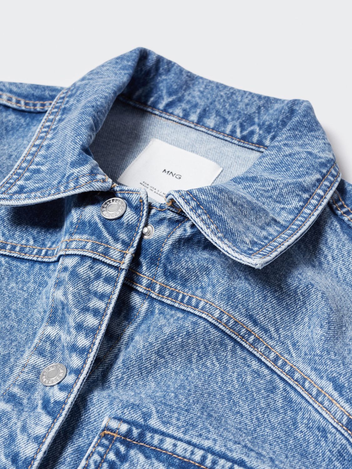 Mango Angie Denim Jacket, Blue at John Lewis & Partners