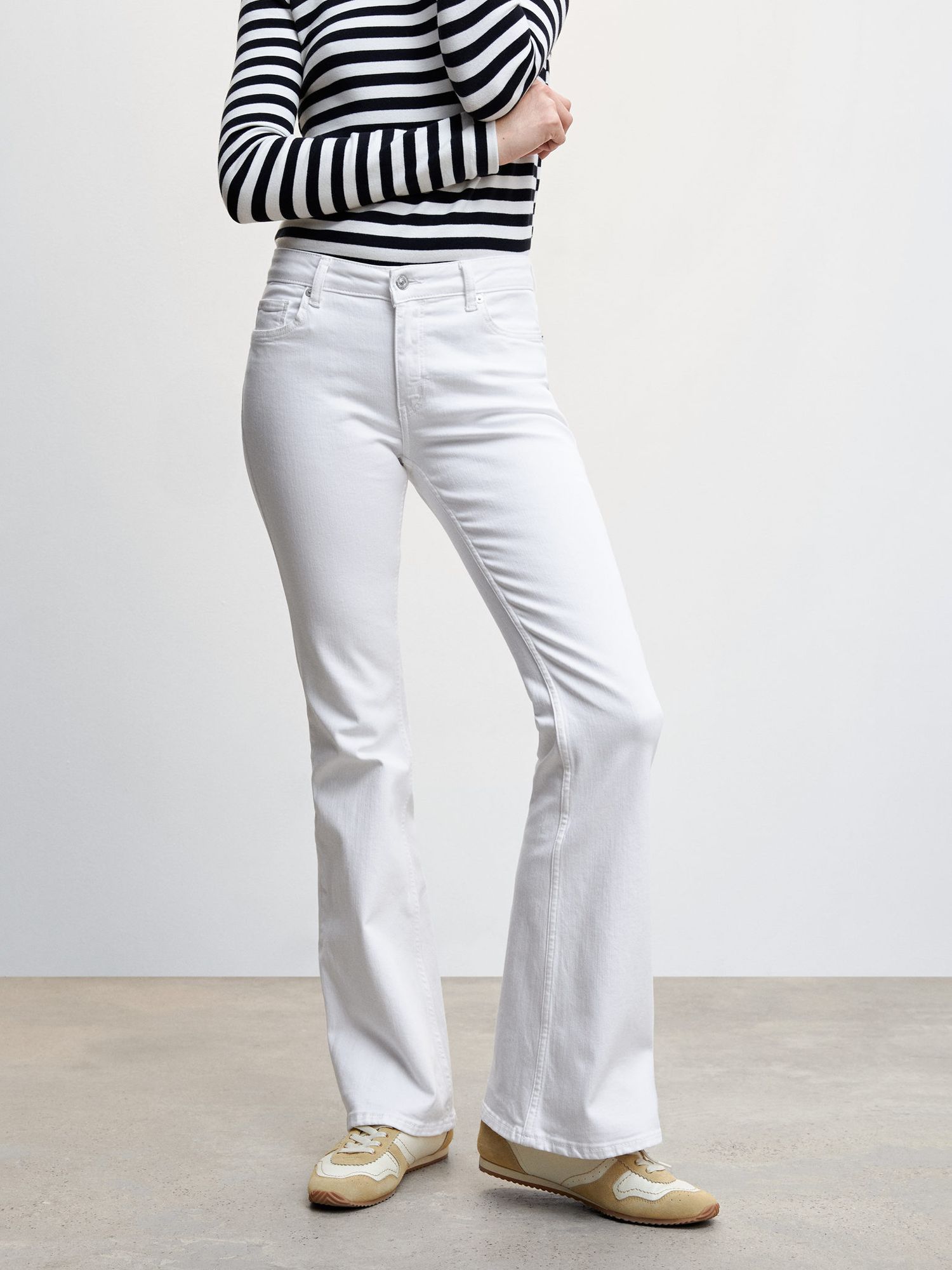 Mango Flare Jeans, White, 4