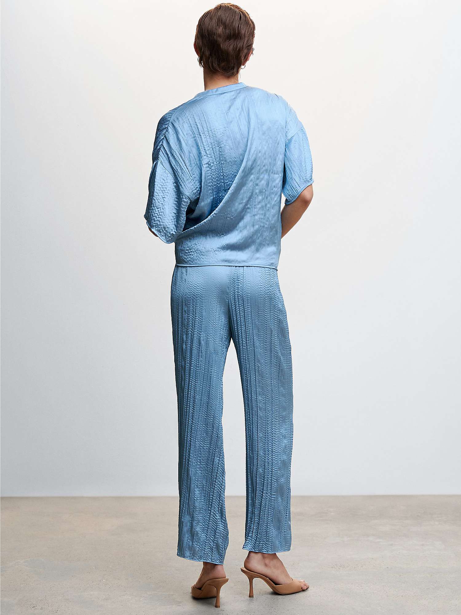 Buy Mango Plisse Satin Pleated Trouser Online at johnlewis.com