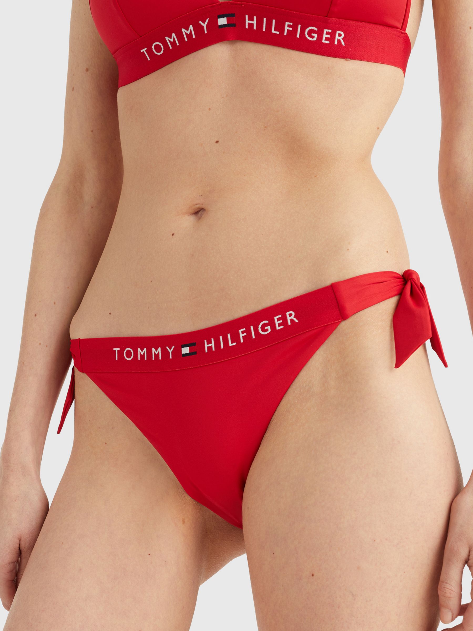 Tommy Hilfiger Cheeky Side Tie Bikini Bottoms, Primary Red, XS