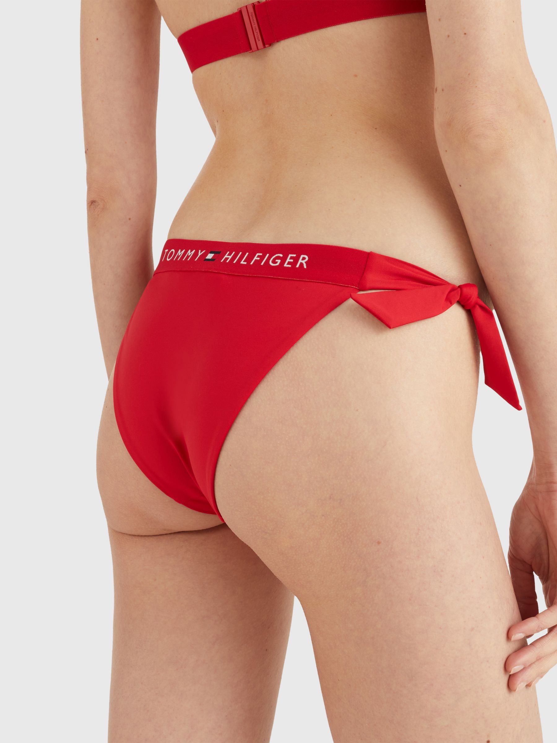 Tommy Hilfiger Cheeky Side Tie Bikini Bottoms, Primary Red, XS
