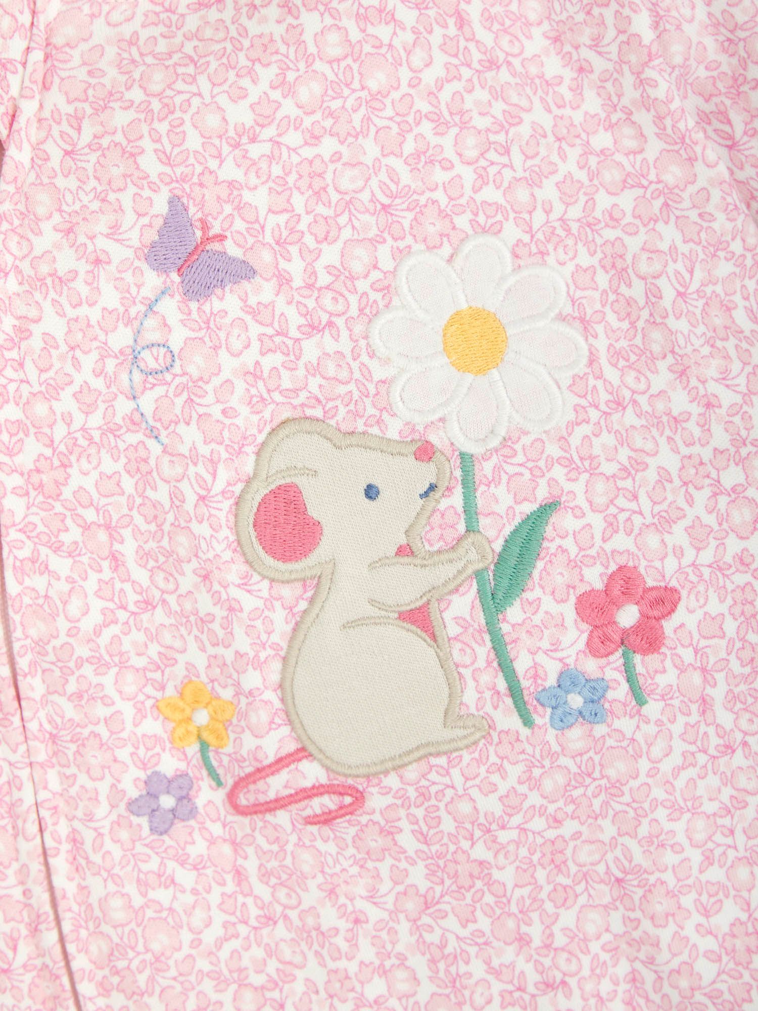 Buy JoJo Maman Bébé Mouse Appliqué Zip Sleepsuit, Pink Online at johnlewis.com