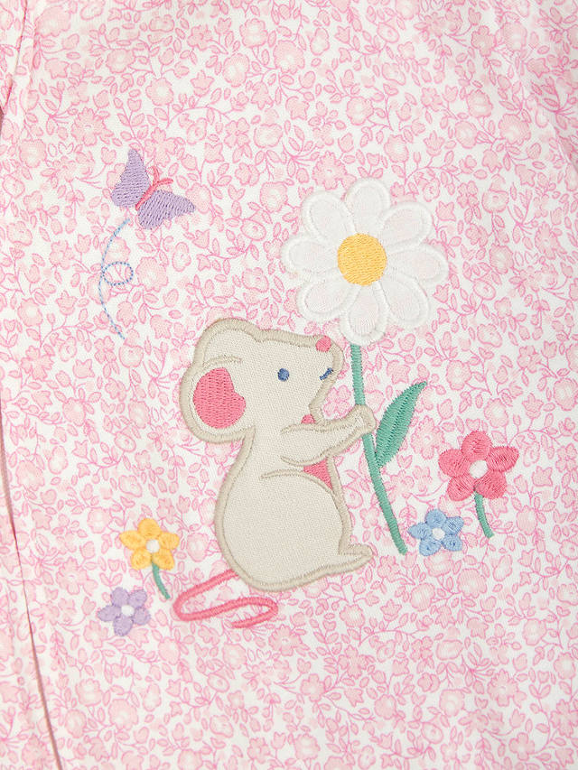 JoJo Maman Bébé Mouse Appliqué Zip Sleepsuit, Pink