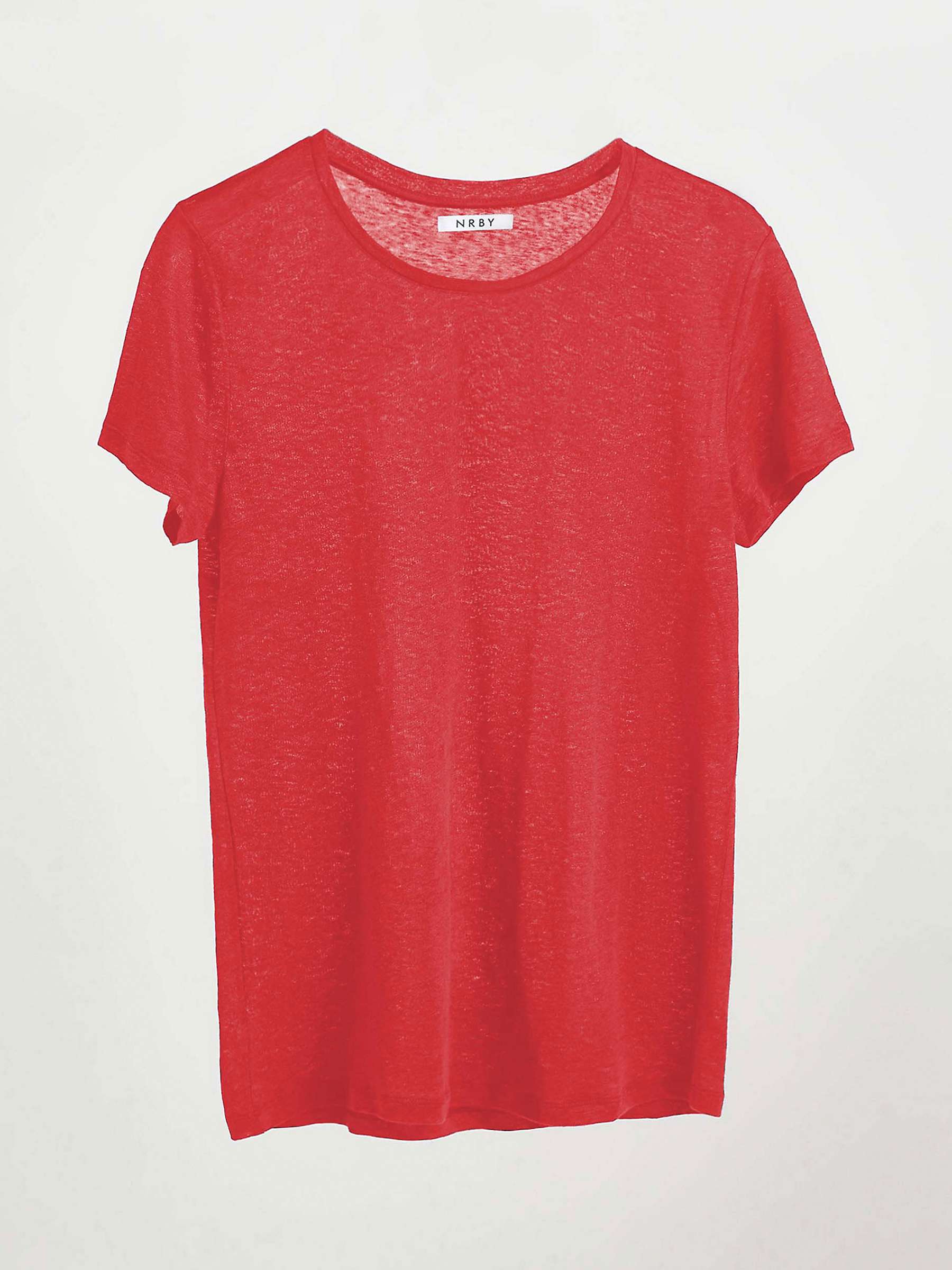 Buy NRBY Charlie Linen Crew Neck T-Shirt, Geranium Online at johnlewis.com