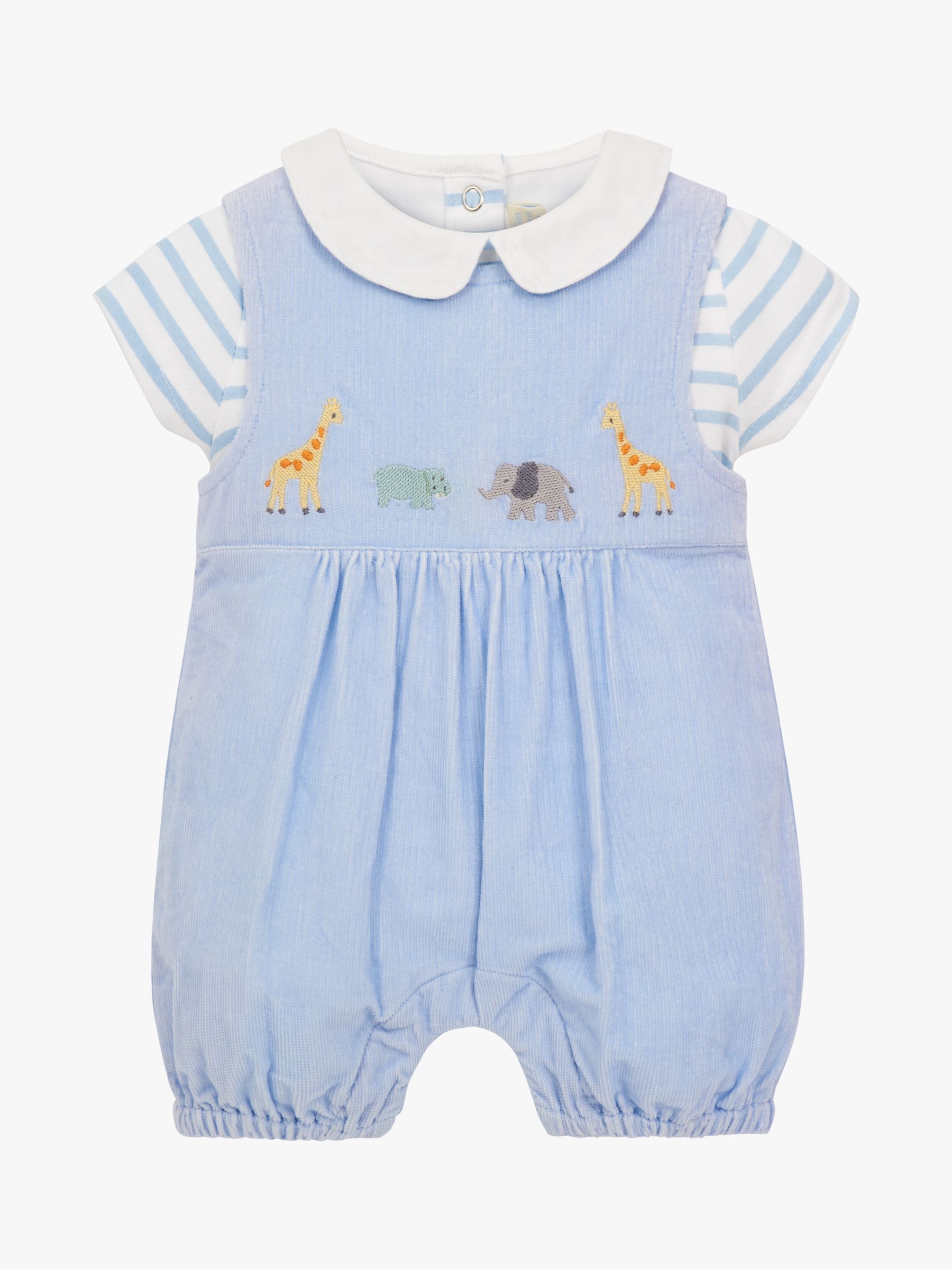 JoJo Maman Bebe Royal Blue Stripe Knit Monkey Romper 0-3M , 3M-6M_