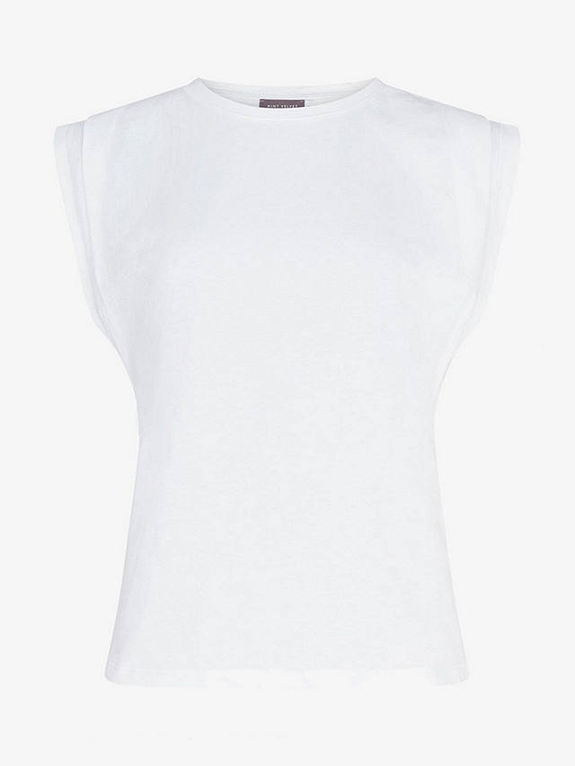 Mint Velvet Cotton Extended Shoulder T-Shirt, White