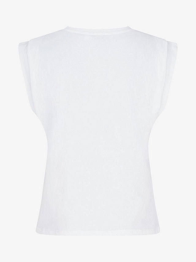 Mint Velvet Cotton Extended Shoulder T-Shirt, White