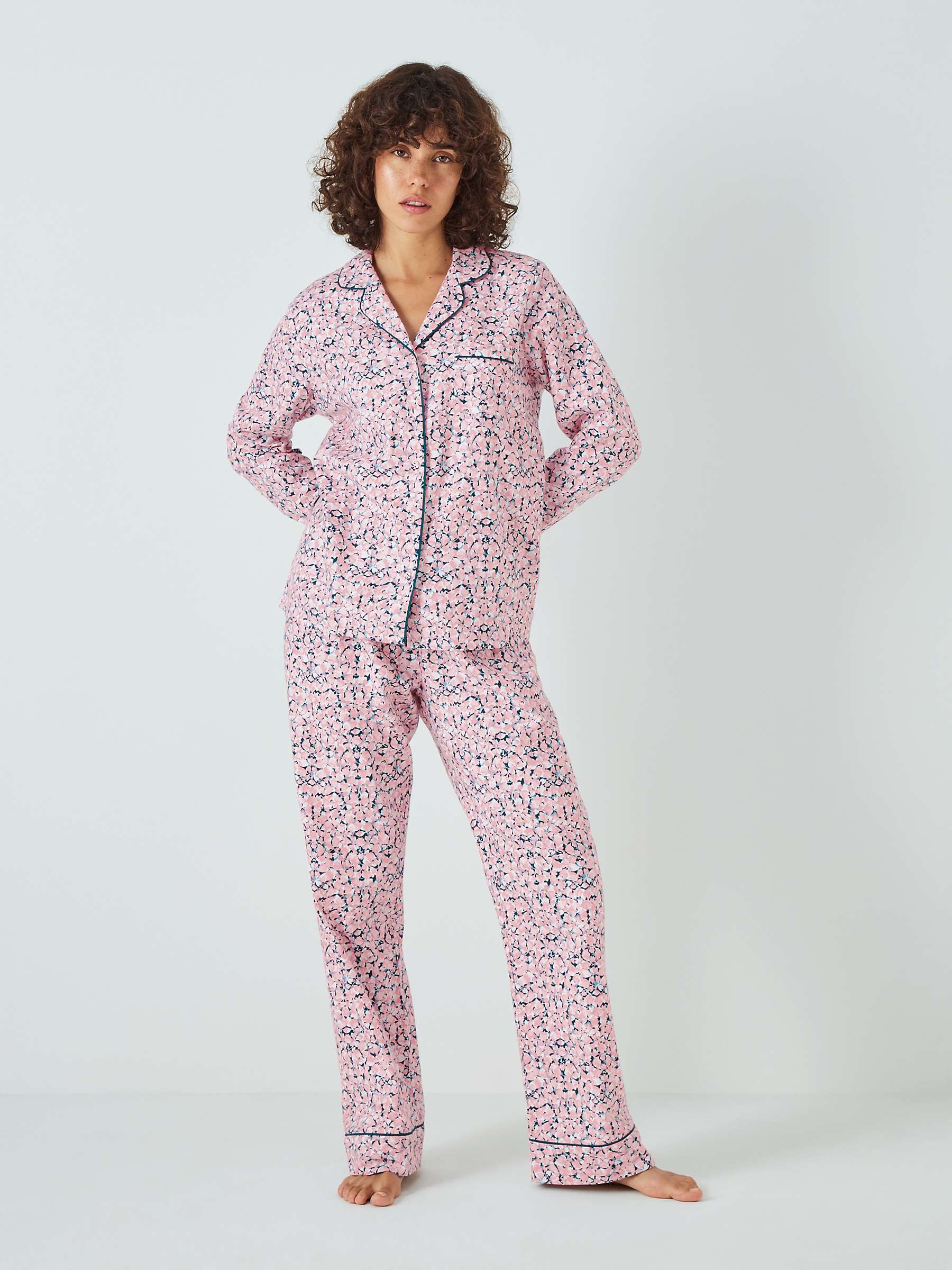 Buy John Lewis Damson Floral Shirt Pyjama Set, Pink Online at johnlewis.com
