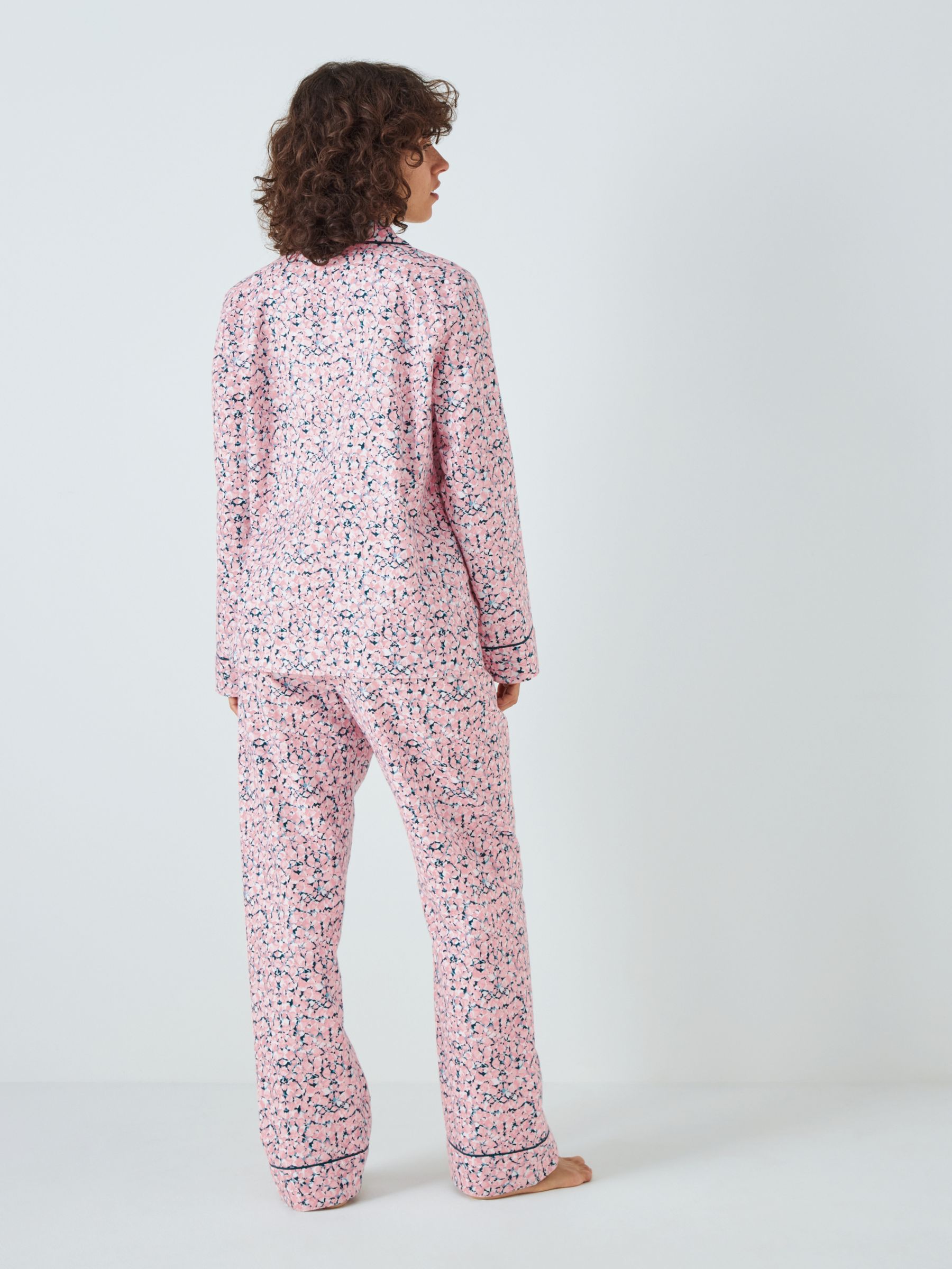 John Lewis Damson Floral Shirt Pyjama Set, Pink at John Lewis & Partners