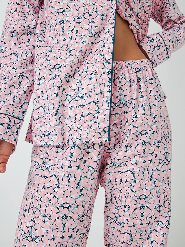 John Lewis Damson Floral Shirt Pyjama Set, Pink