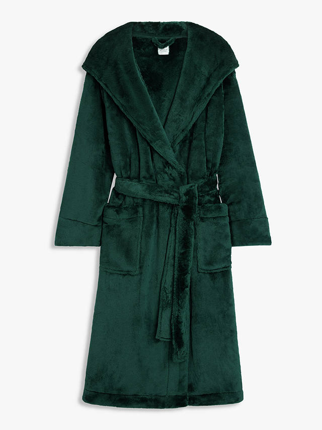 John Lewis Cece Shimmer Fleece Dressing Gown, Dark Green