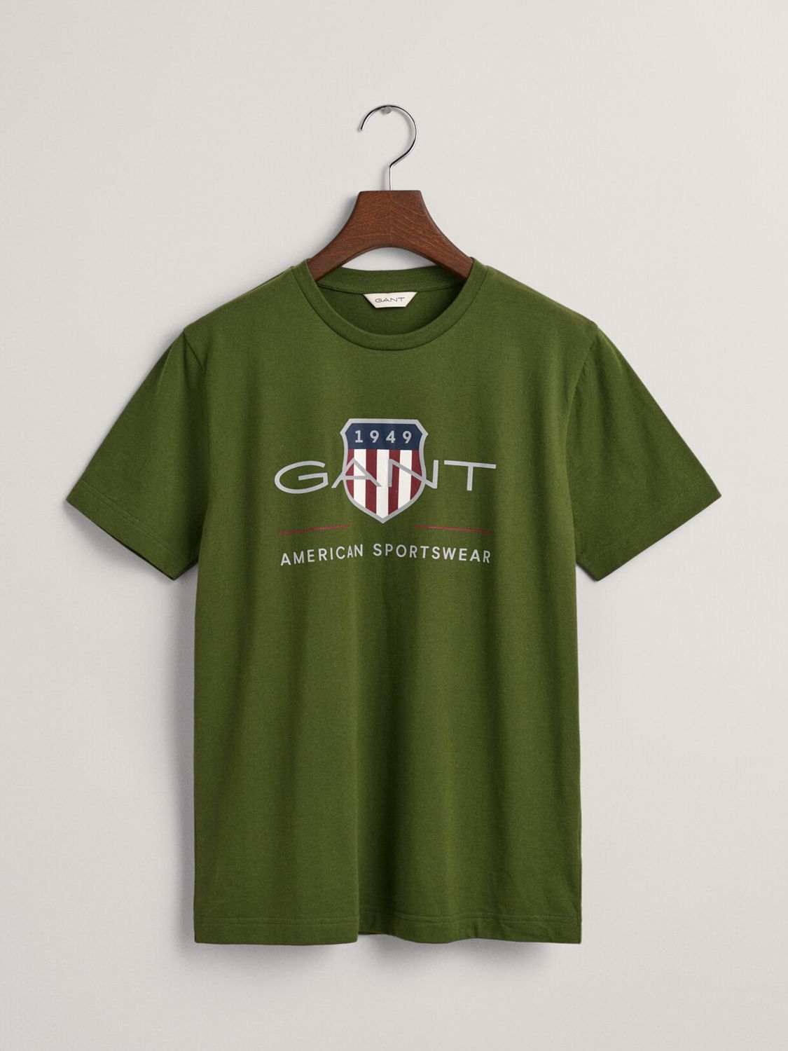 GANT Kids' Unisex Organic Cotton Shield T-Shirt, Kale Green, 7-8 years