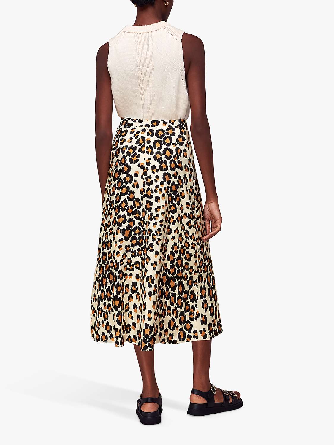 Buy Whistles Painted Leopard Button Skirt, Leopard Print Online at johnlewis.com
