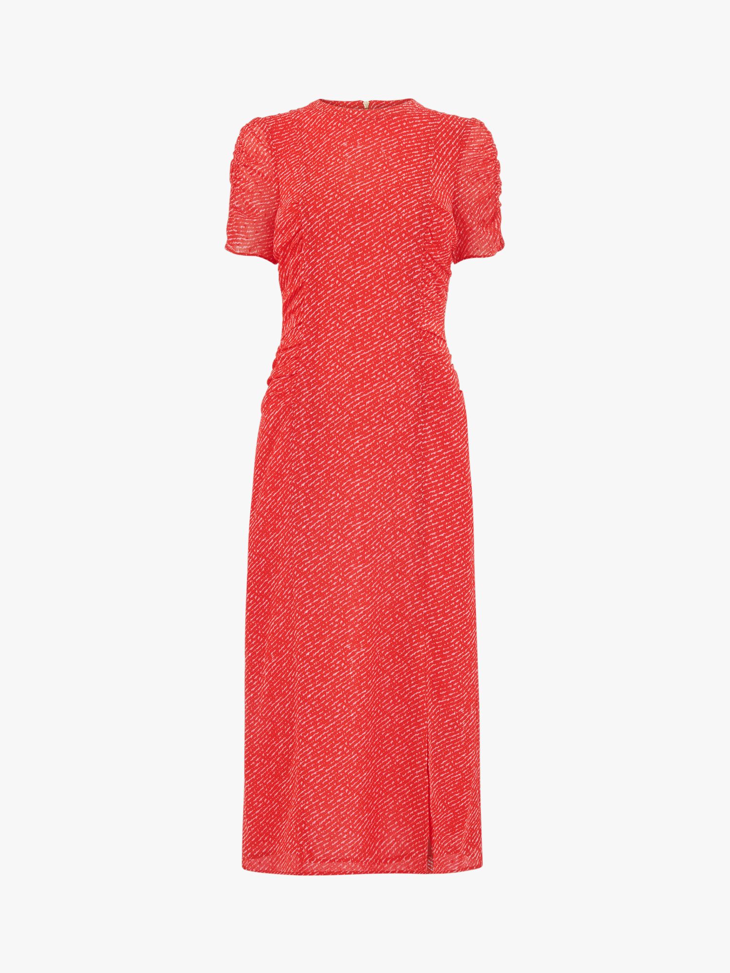Whistles Diagonal Fleck Print Midi Dobby Dress, Red/Multi, 10