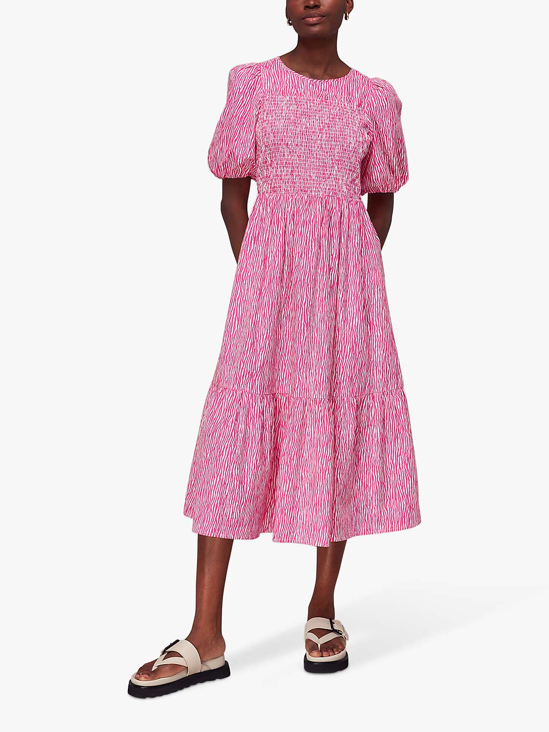 Buy Whistles Uneven Lines Midi Dress, Pink Online at johnlewis.com
