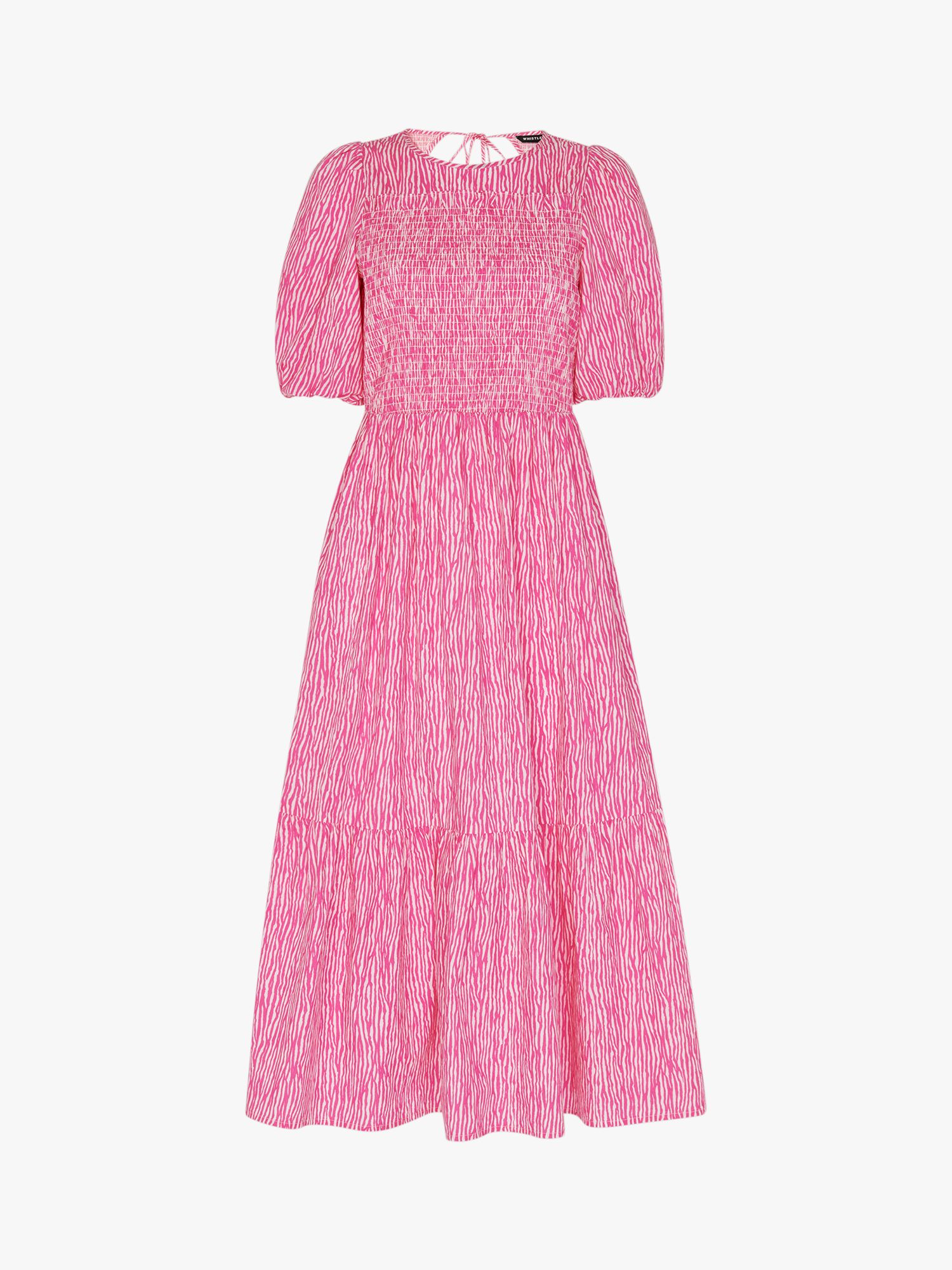 Whistles Uneven Lines Midi Dress, Pink at John Lewis & Partners