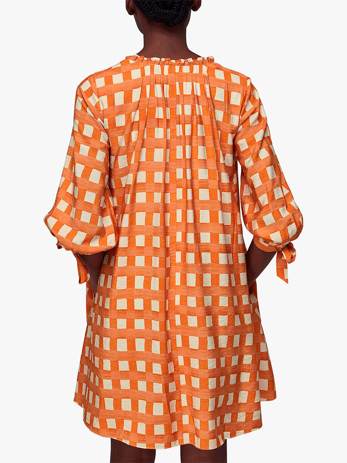Buy Whistles Lydia Gathered Trapeze Dress, Orange/Multi Online at johnlewis.com