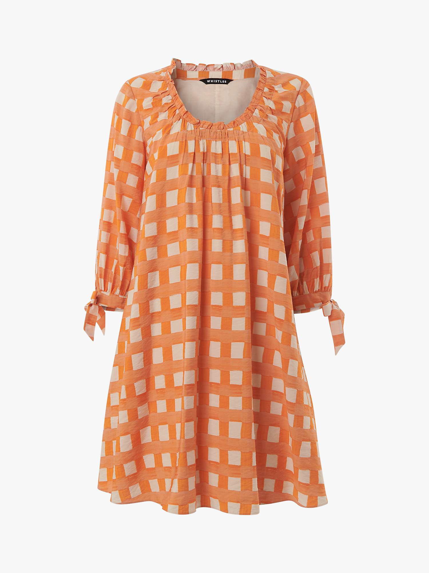 Buy Whistles Lydia Gathered Trapeze Dress, Orange/Multi Online at johnlewis.com