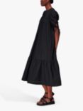Whistles Elsie Seersucker Midi Trapeze Dress, Black