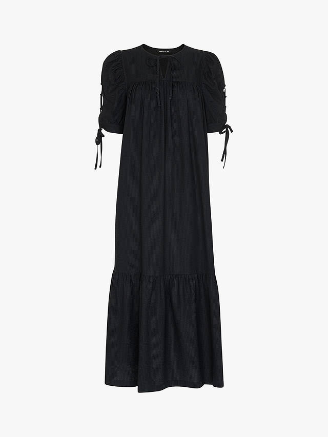 Whistles Elsie Seersucker Midi Trapeze Dress, Black