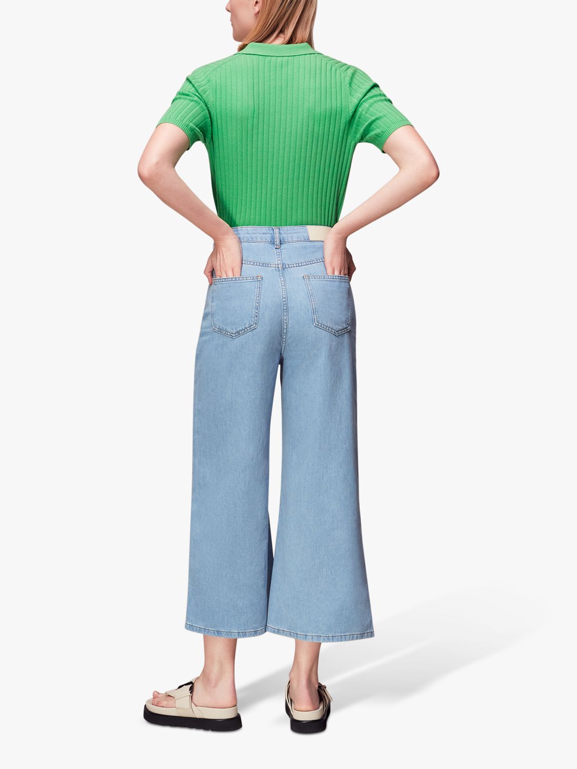 Buy Whistles Wide Leg Cropped Jeans, Light Blue Online at johnlewis.com