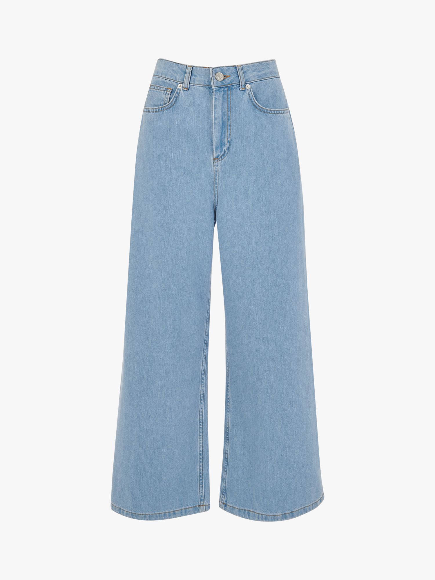 Whistles Wide Leg Cropped Jeans, Light Blue at John Lewis & Partners