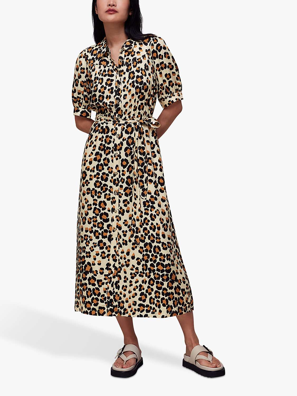 Buy Whistles Painted Leopard Midi Dress, Leopard Print Online at johnlewis.com