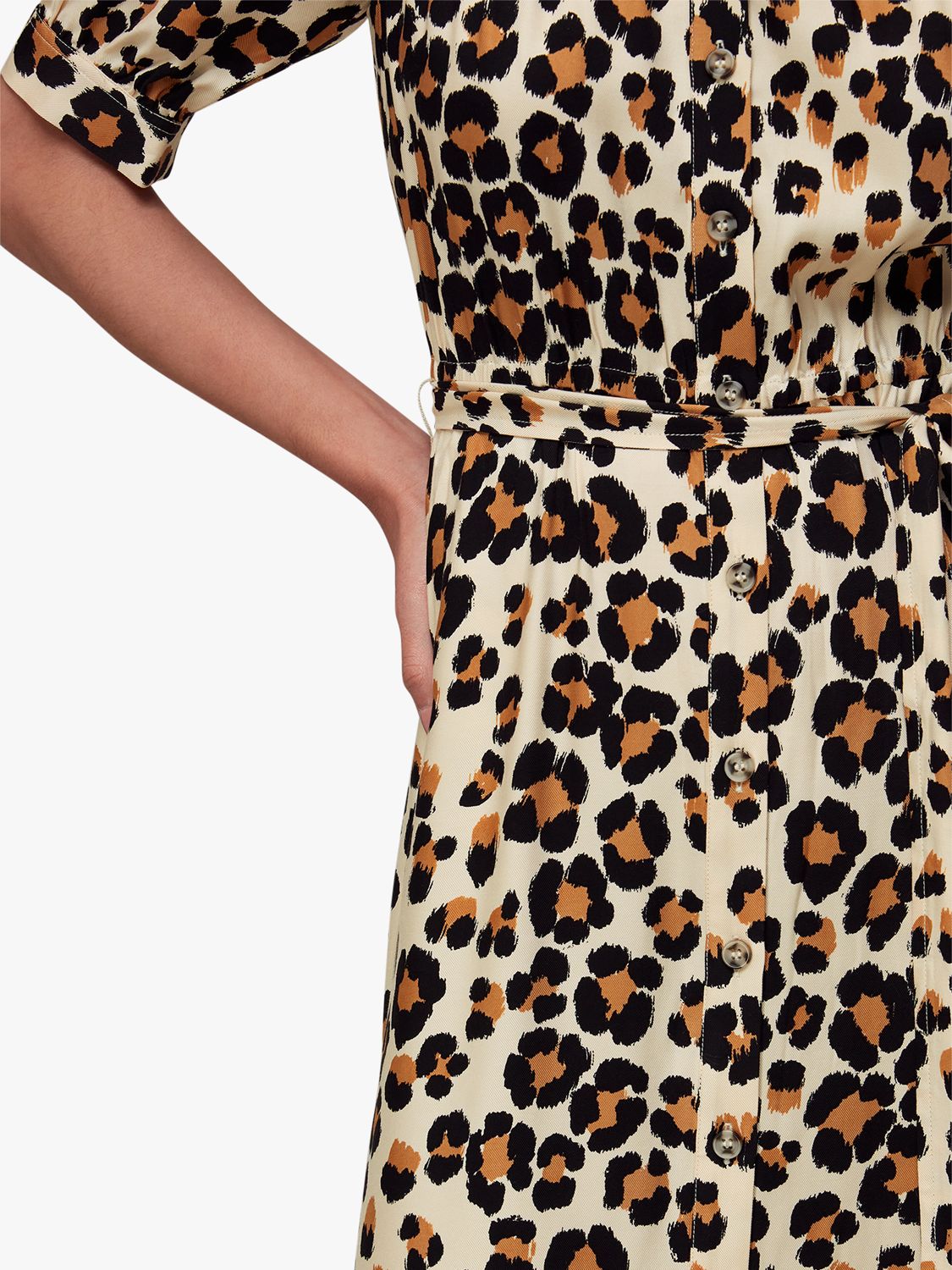 Whistles Painted Leopard Midi Dress, Leopard Print at John Lewis & Partners