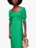 Whistles Luna Shirred Bodice Midi Dress, Green, Green