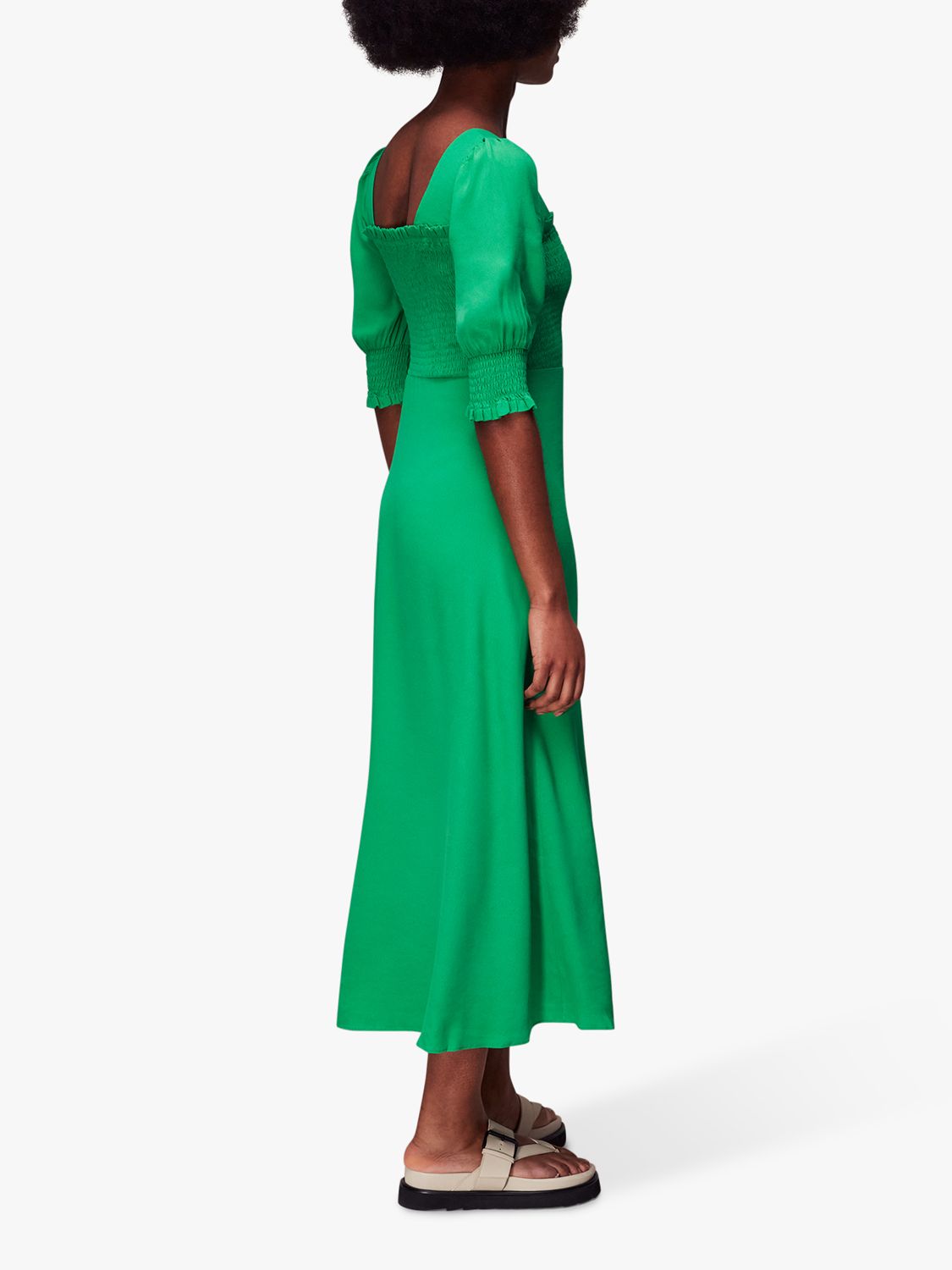 Green Zenna Shirred Waist Dress, WHISTLES