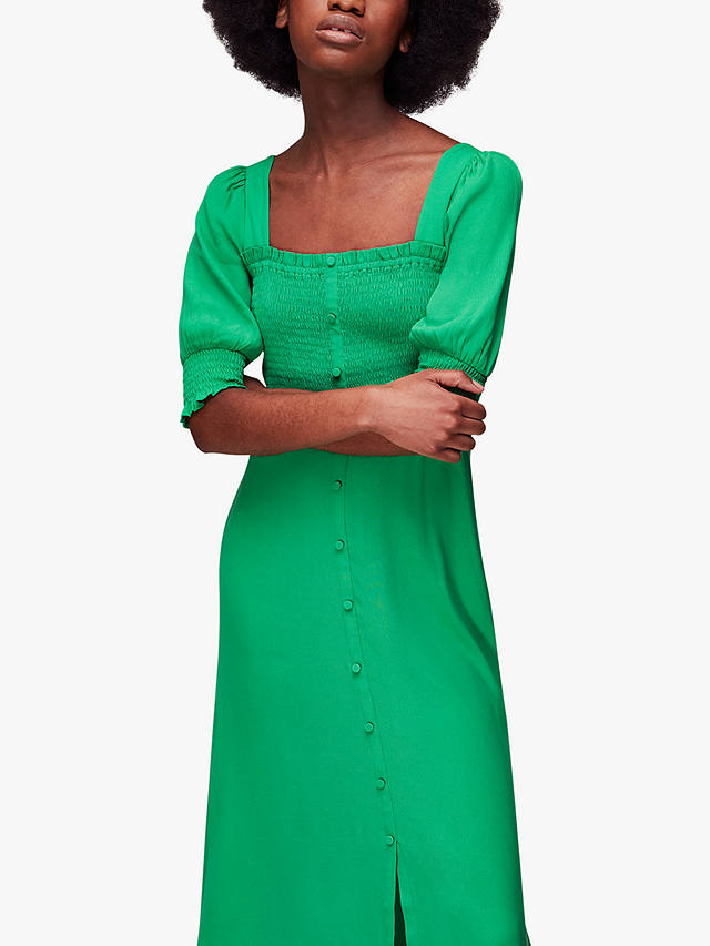 Whistles Luna Shirred Bodice Midi Dress, Green