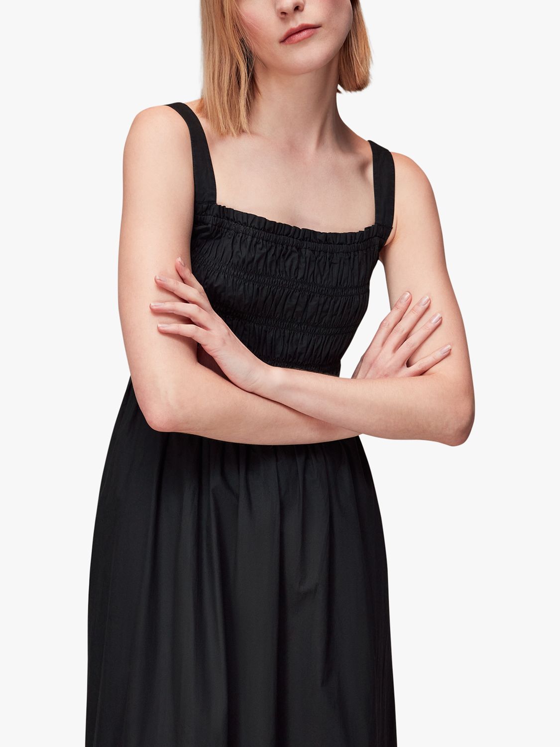 Buy Whistles Greta Ruched Midi Poplin Dress Online at johnlewis.com