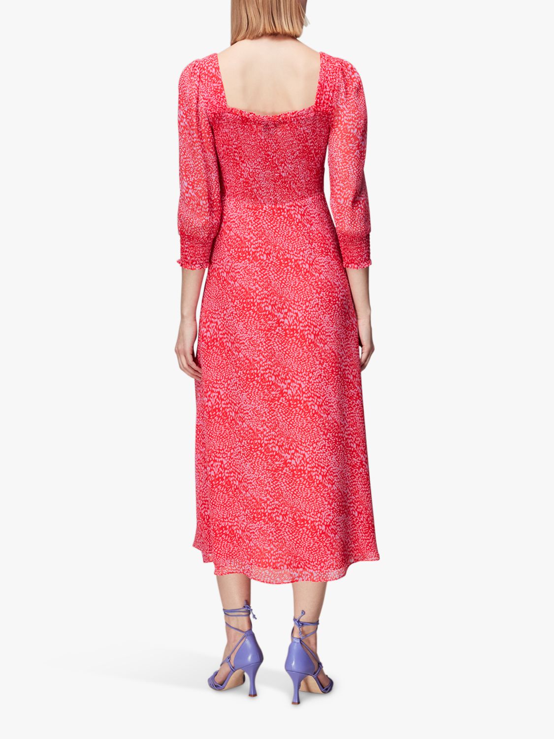 Buy Whistles Diagonal Leopard Print Midi Dress, Pink/Multi Online at johnlewis.com