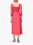 Whistles Diagonal Leopard Print Midi Dress, Pink/Multi