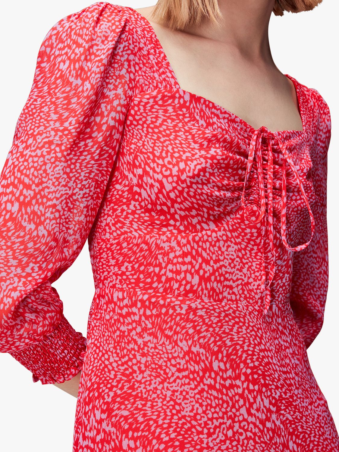 Whistles Diagonal Leopard Print Midi Dress, Pink/Multi, 14