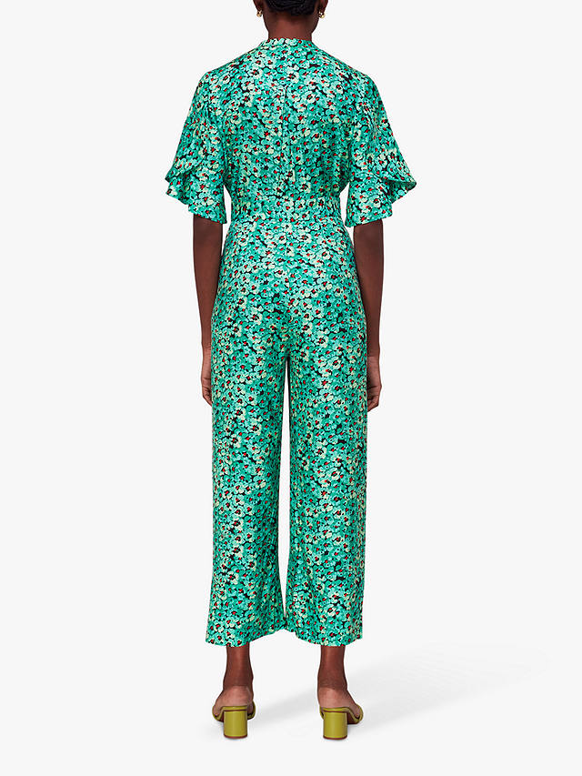 Whistles Pansy Meadow Print Jumpsuit, Green/Multi