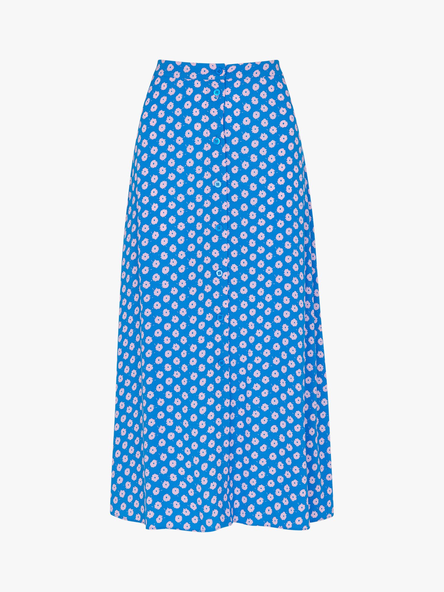 Whistles Floral Sunburst Midi Skirt, Blue/Multi at John Lewis & Partners