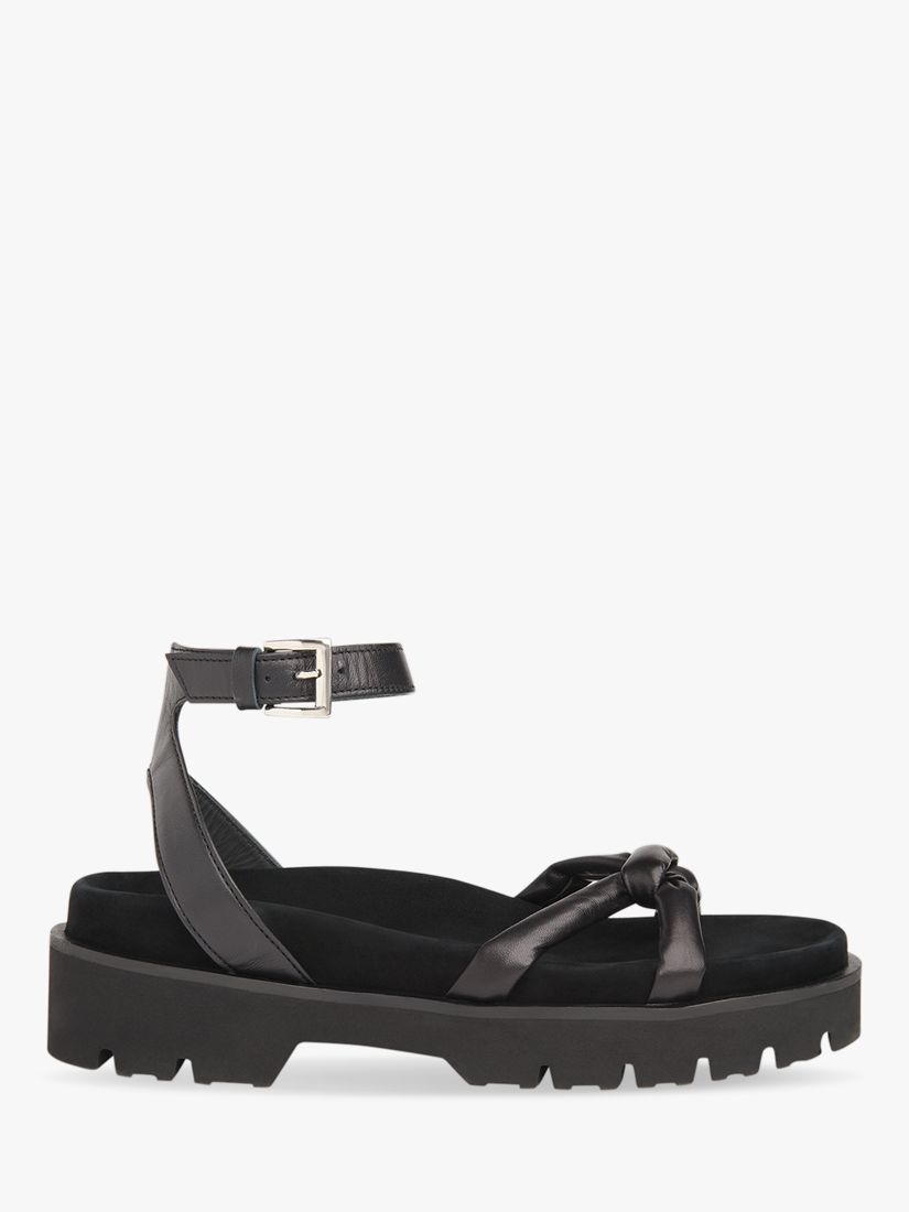 Whistles Mina Knotted Leather Sandals, Black, 7