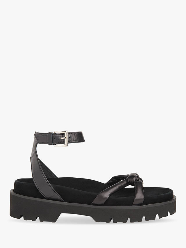 Whistles Mina Knotted Leather Sandals, Black