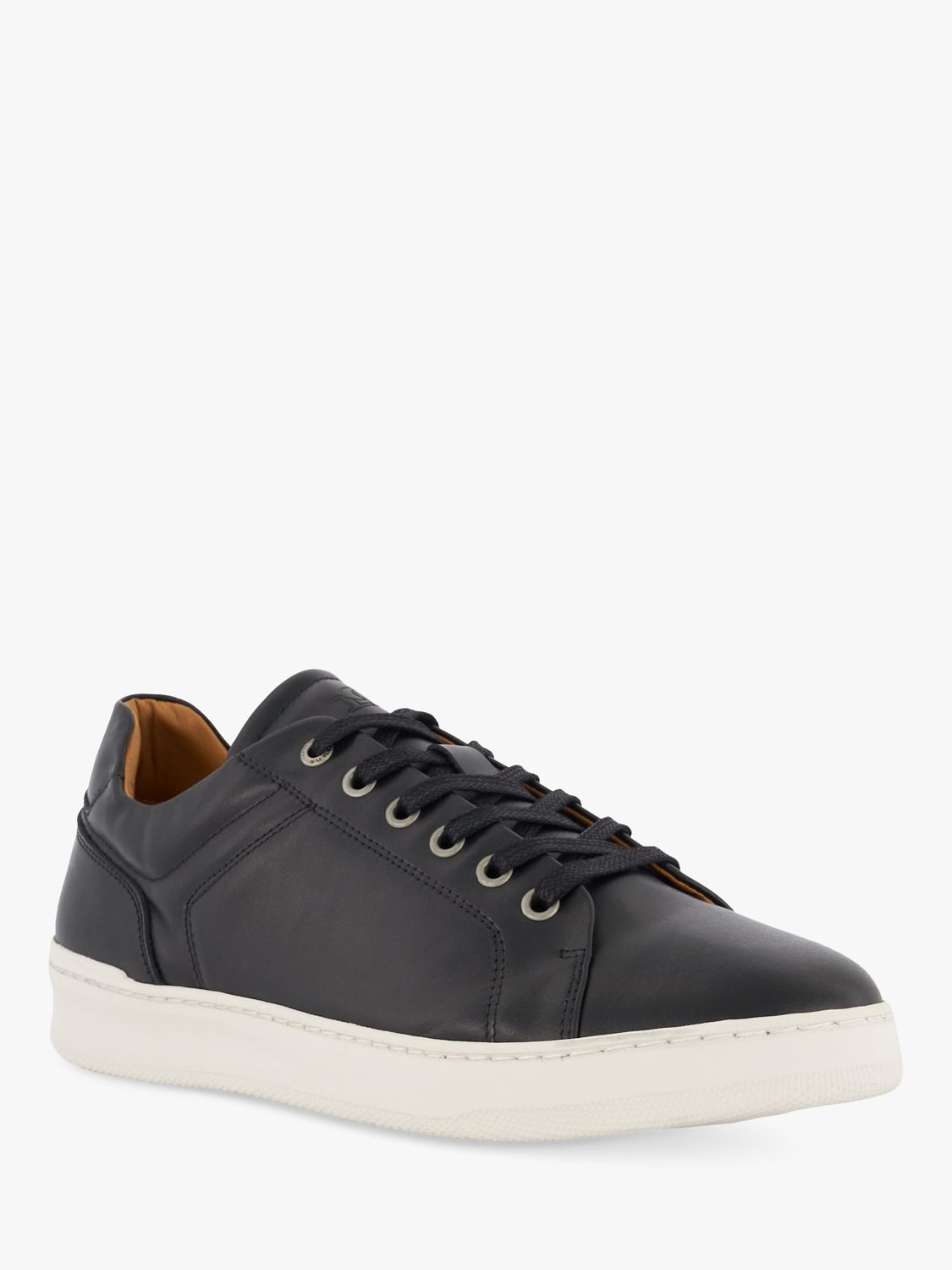 Dune Toledo Low Top Leather Trainers, Black at John Lewis & Partners