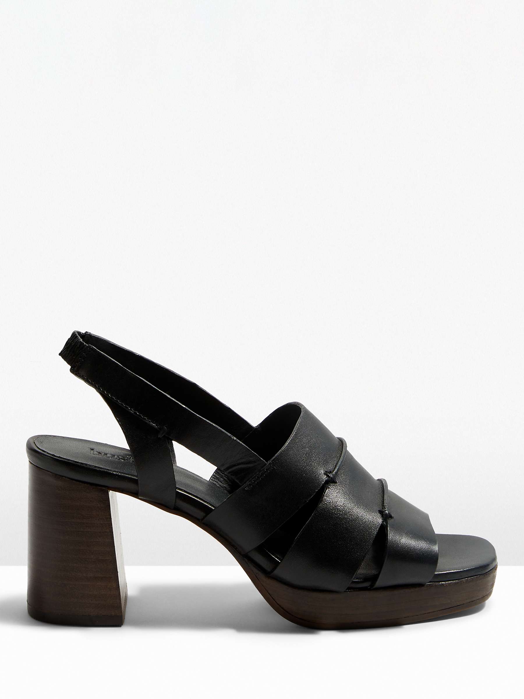 HUSH Fiona Leather Platform Sandals, Black at John Lewis & Partners