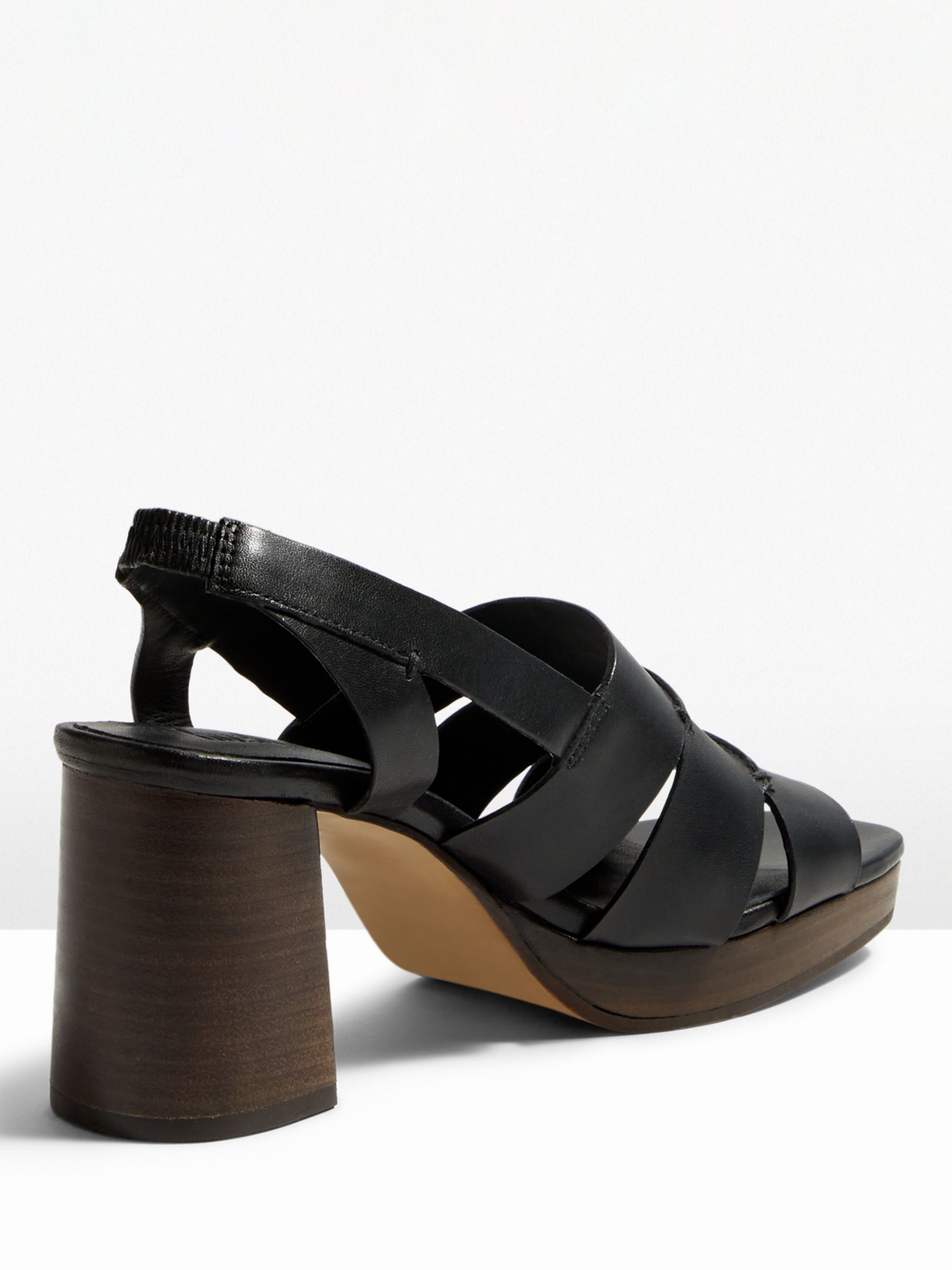 HUSH Fiona Leather Platform Sandals, Black, 5