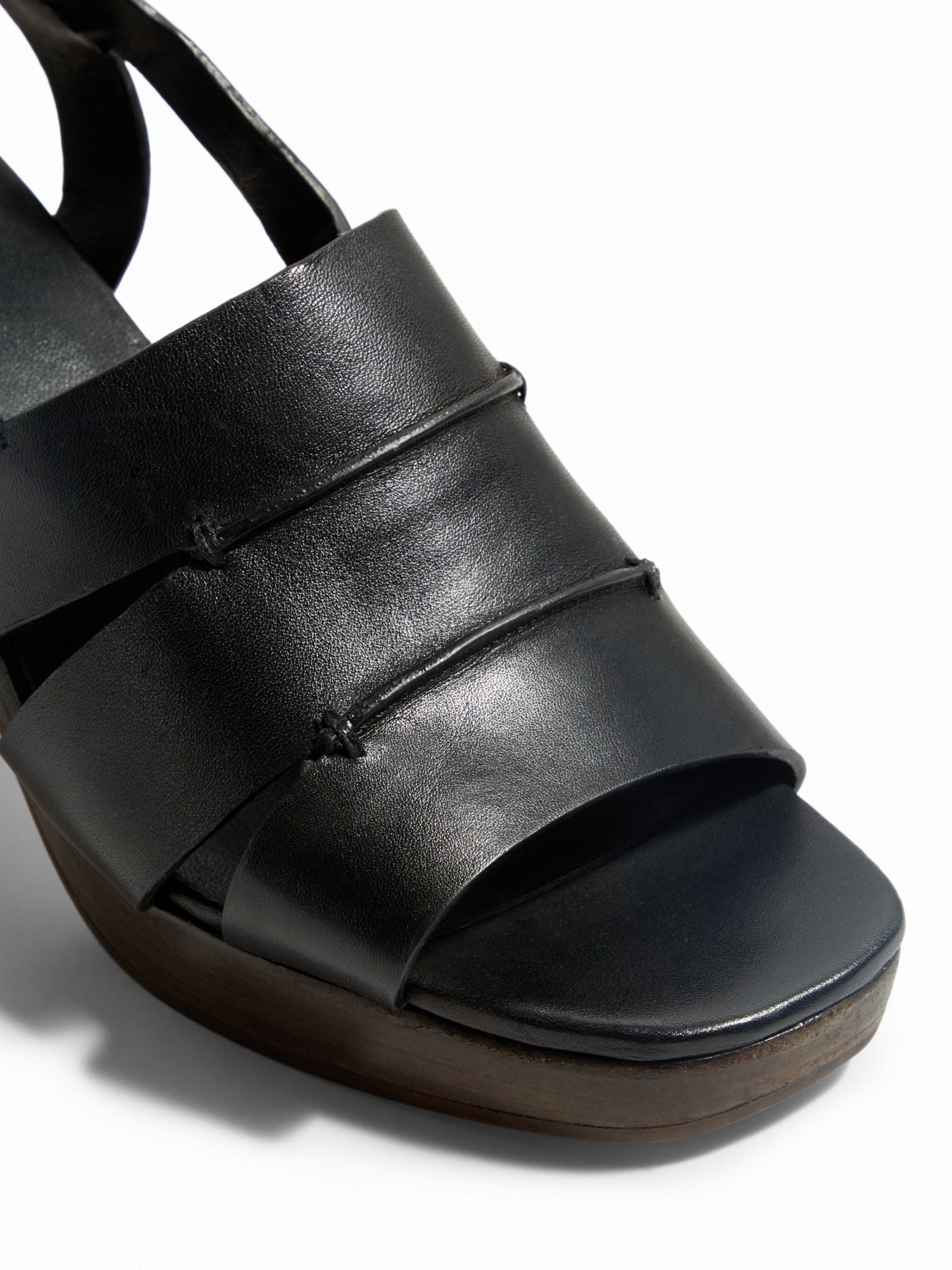HUSH Fiona Leather Platform Sandals, Black, 5
