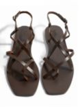 HUSH Mila Minimal Leather Sandals, Dark Brown