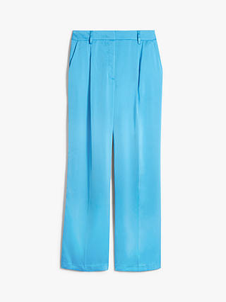 HUSH Hayley Satin Trousers, Bright Blue at John Lewis & Partners