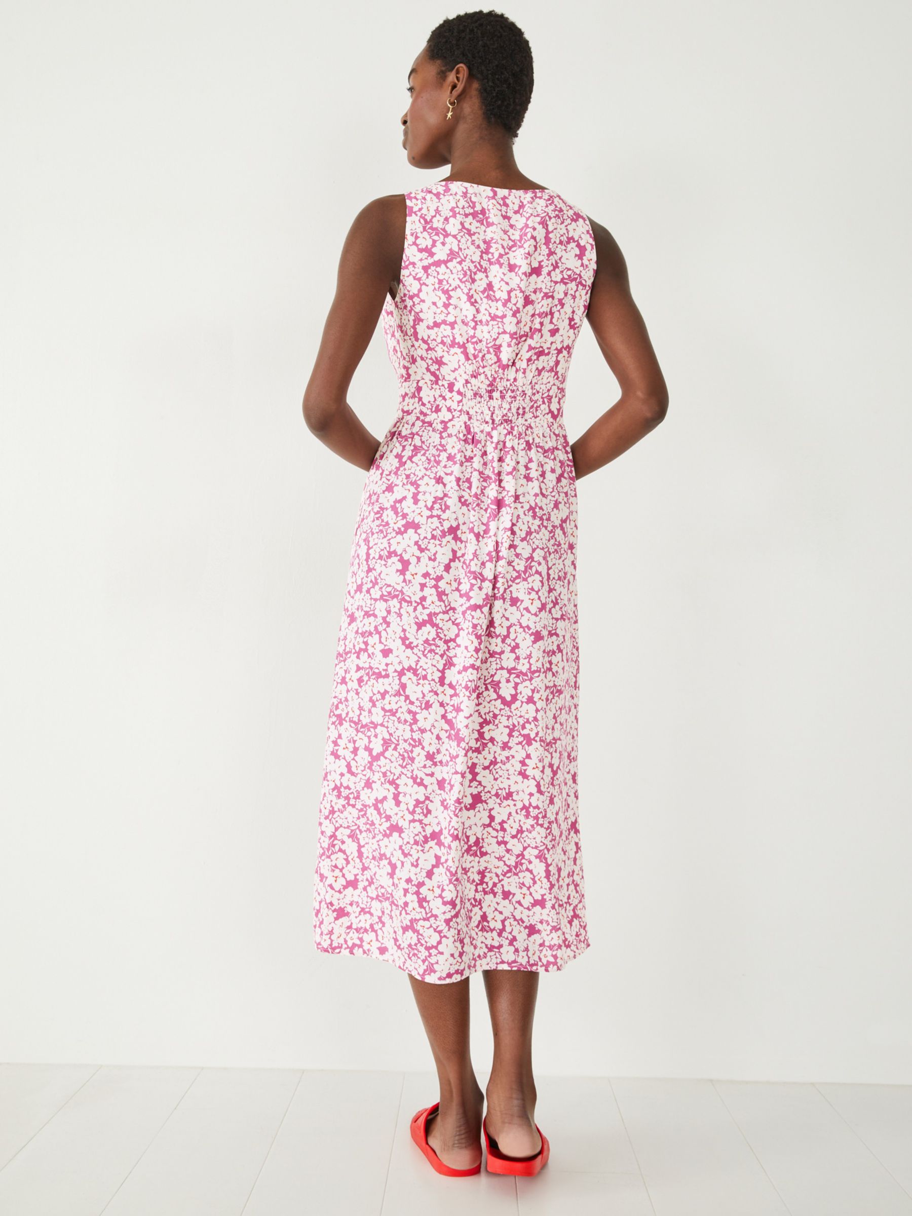 HUSH Gemma Ditsy Floral Tea Midi Dress, Meadow Purple, 6