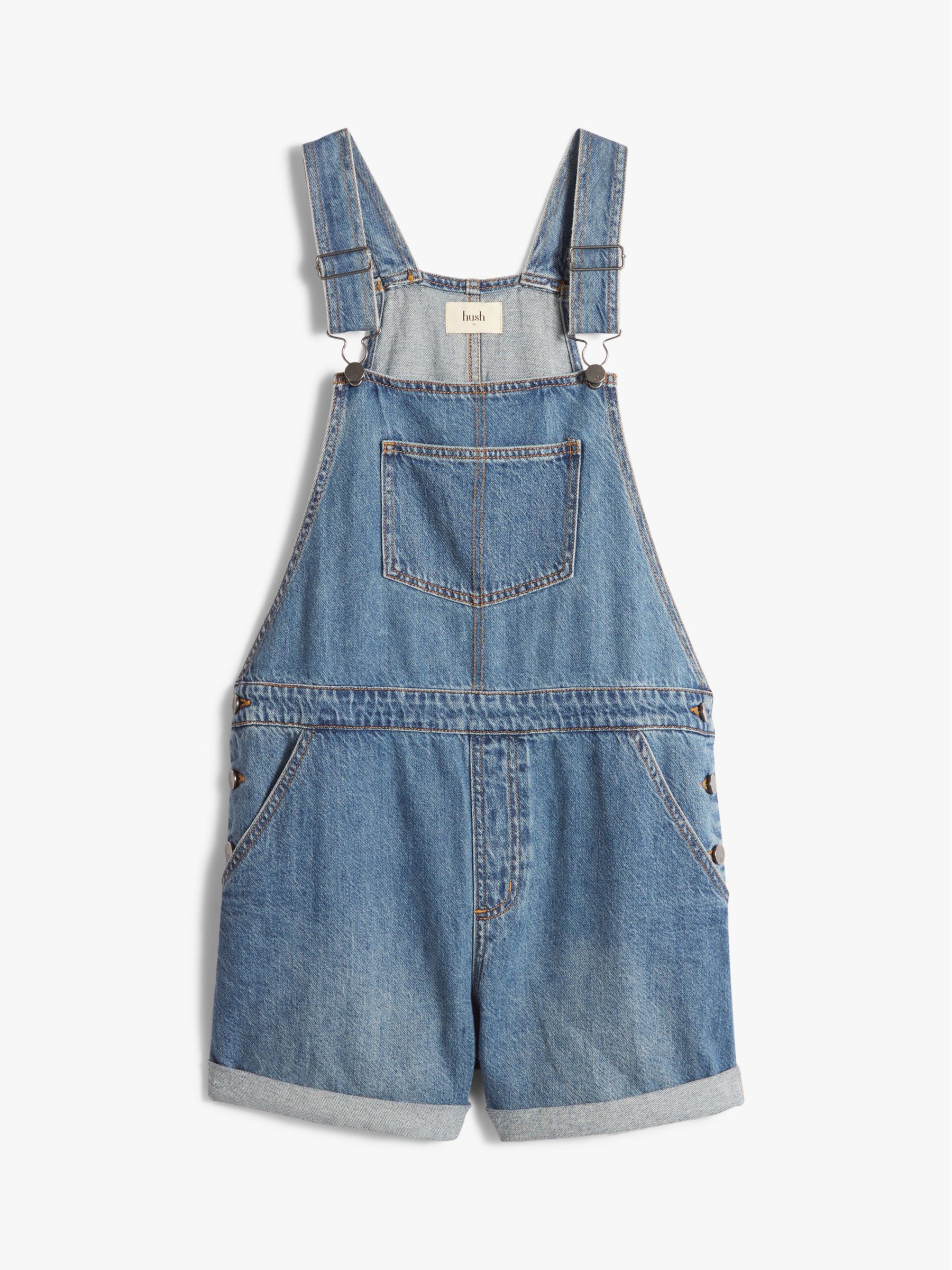 HUSH Jasmine Relaxed Short Dungarees, Light Authentic Blue