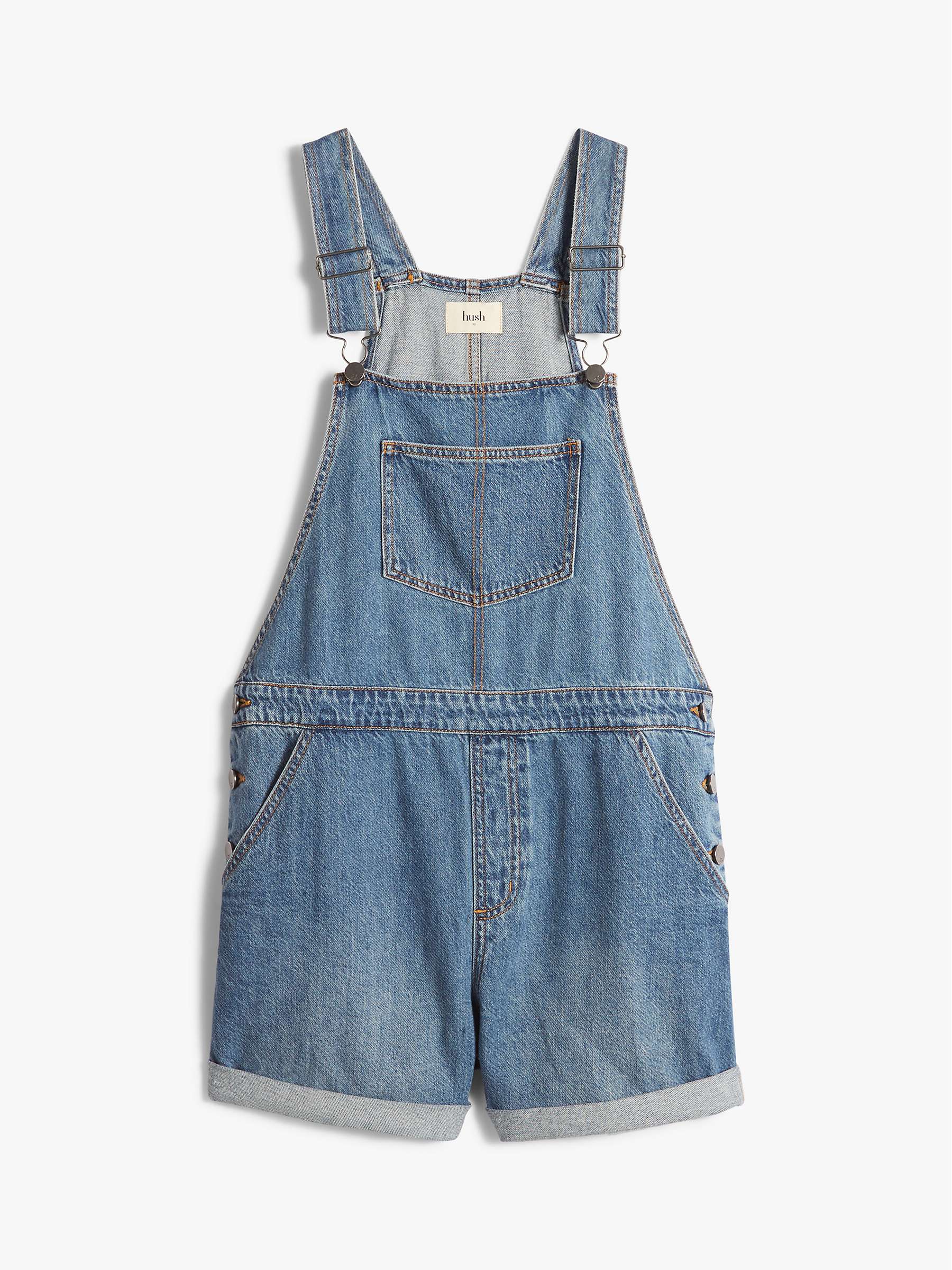Buy HUSH Jasmine Relaxed Short Dungarees, Light Authentic Blue Online at johnlewis.com