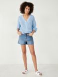 HUSH Carys Raw Hem Denim Shorts, Light Authentic Blue, Light Authentic Blue