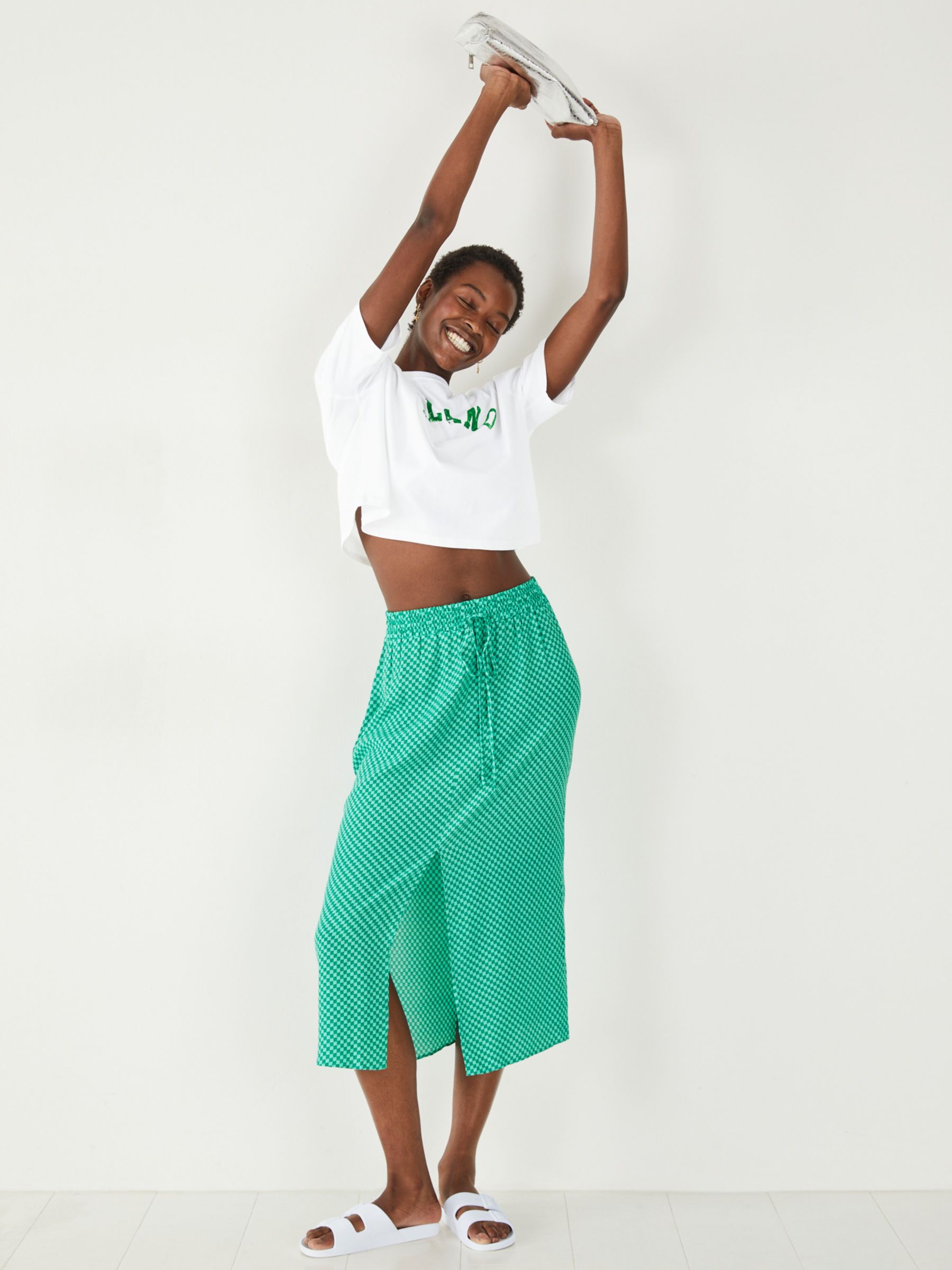 Buy HUSH Saskia Split Midi Skirt, Green Online at johnlewis.com